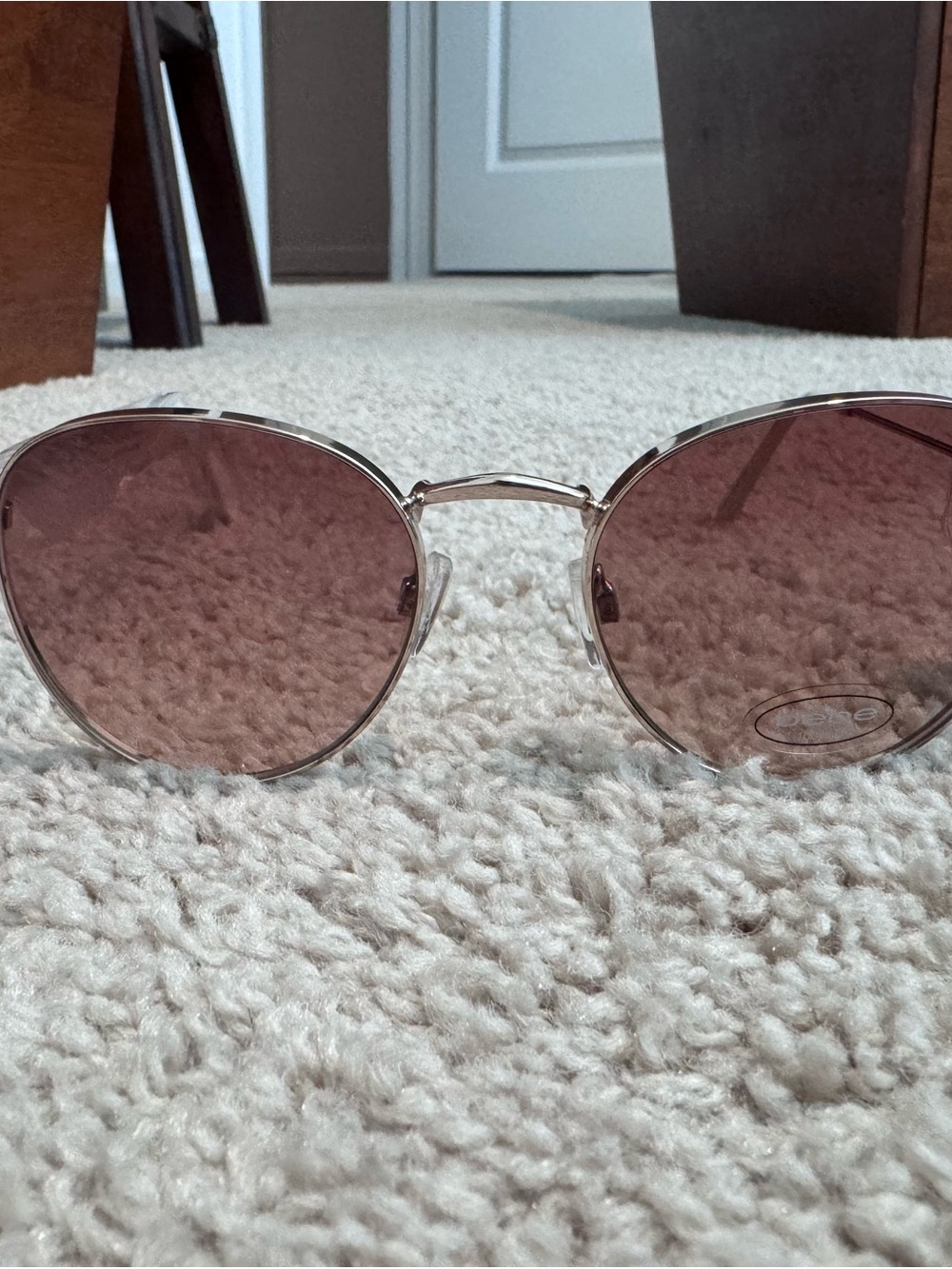 bebe Round Pink Gradient Lens Sunglasses with Gold Frame